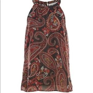 Daniel Rainn Halter Top, Black & Red Paisley SZ Large